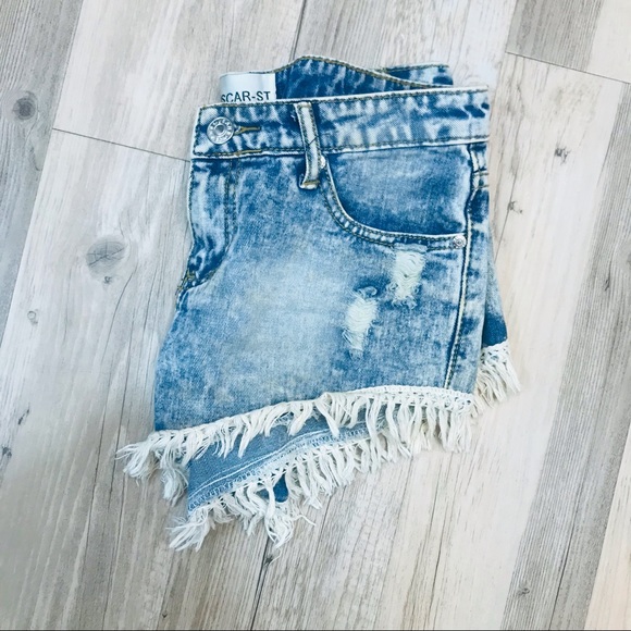 Oscar St boutique denim frayed jean shorts sz small - Picture 6 of 6